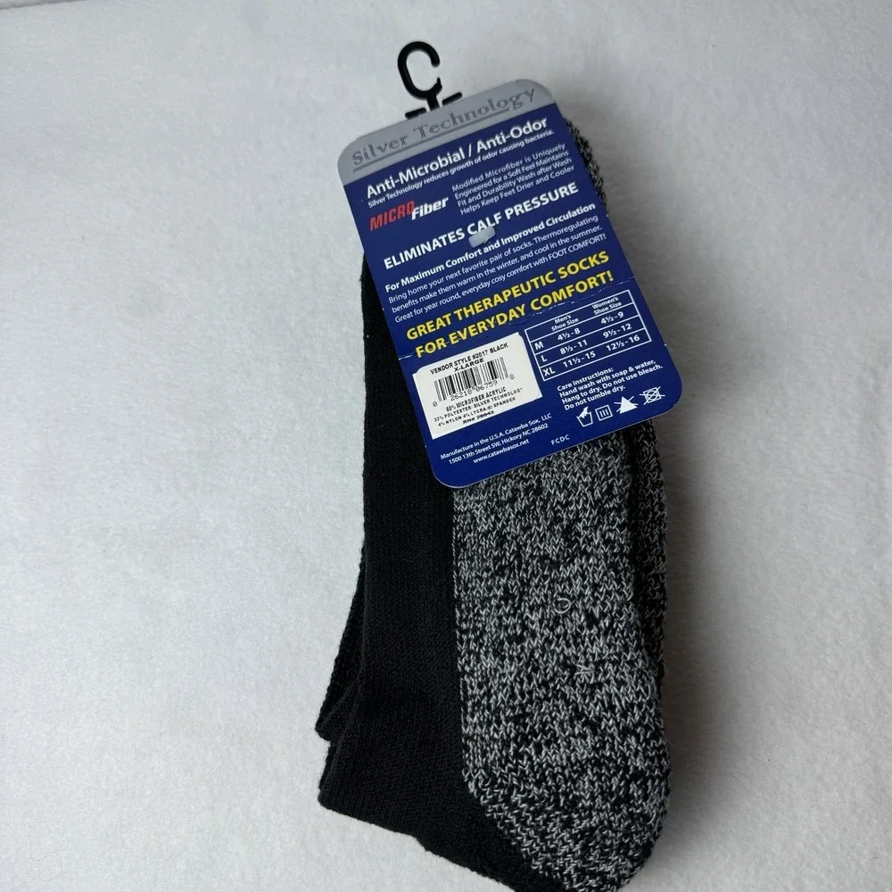 Silver Technology Foot Comfort Diabetic Socks XL Vendor Style Black Anti Odor